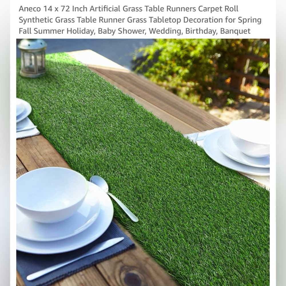Artificial grass table runner